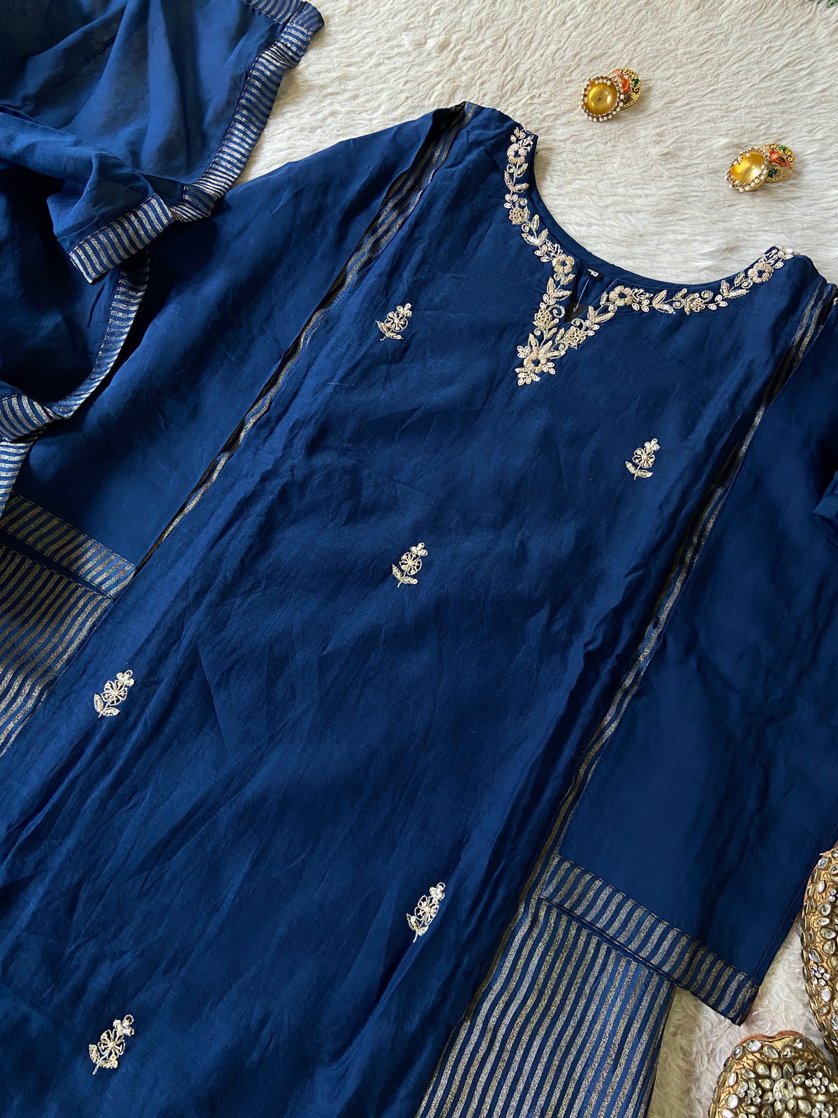 Premium Collection. Banarasi Mul Chanderi Aline Kurti With Pant And Dupatta. Silk Suit Sets For Women Online India. Shop the Latest Festive Summer Collection at Shivani Designer Kurti.