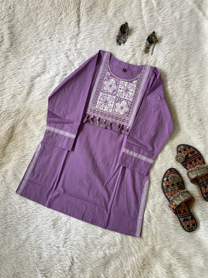 Cotton Embroidery Work With Patch Work & Tassels Cotton Short Top. Cotton Short Top For Women online India. Shop the Latest Festive Summer Collection at Shivani Designer Kurti.