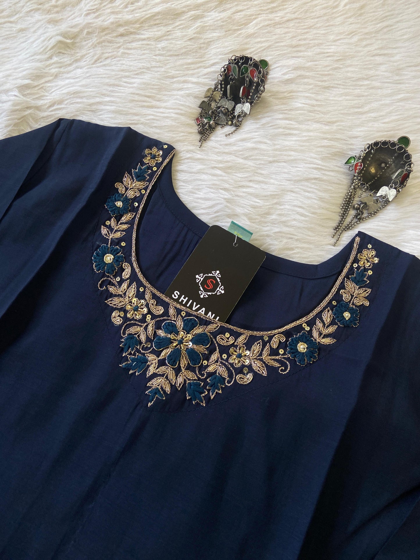 Handwork In Neck, Silk StraightCut Kurti For Women