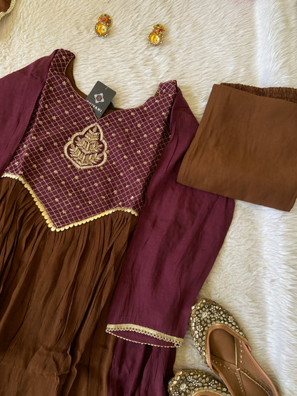 Designer Aline Kurti With Palazzo And Dupatta. Silk Suit Sets For Women Online India. Shop the Latest Festive Summer Collection at Shivani Designer Kurti.