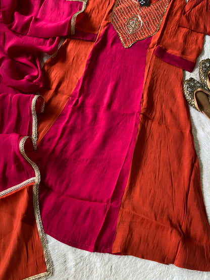 Premium Collection. Mul Chanderi Aline Kurti With Palazzo And Dupatta. Silk Suit Sets For Women Online India. Shop the Latest Festive Summer Collection at Shivani Designer Kurti.