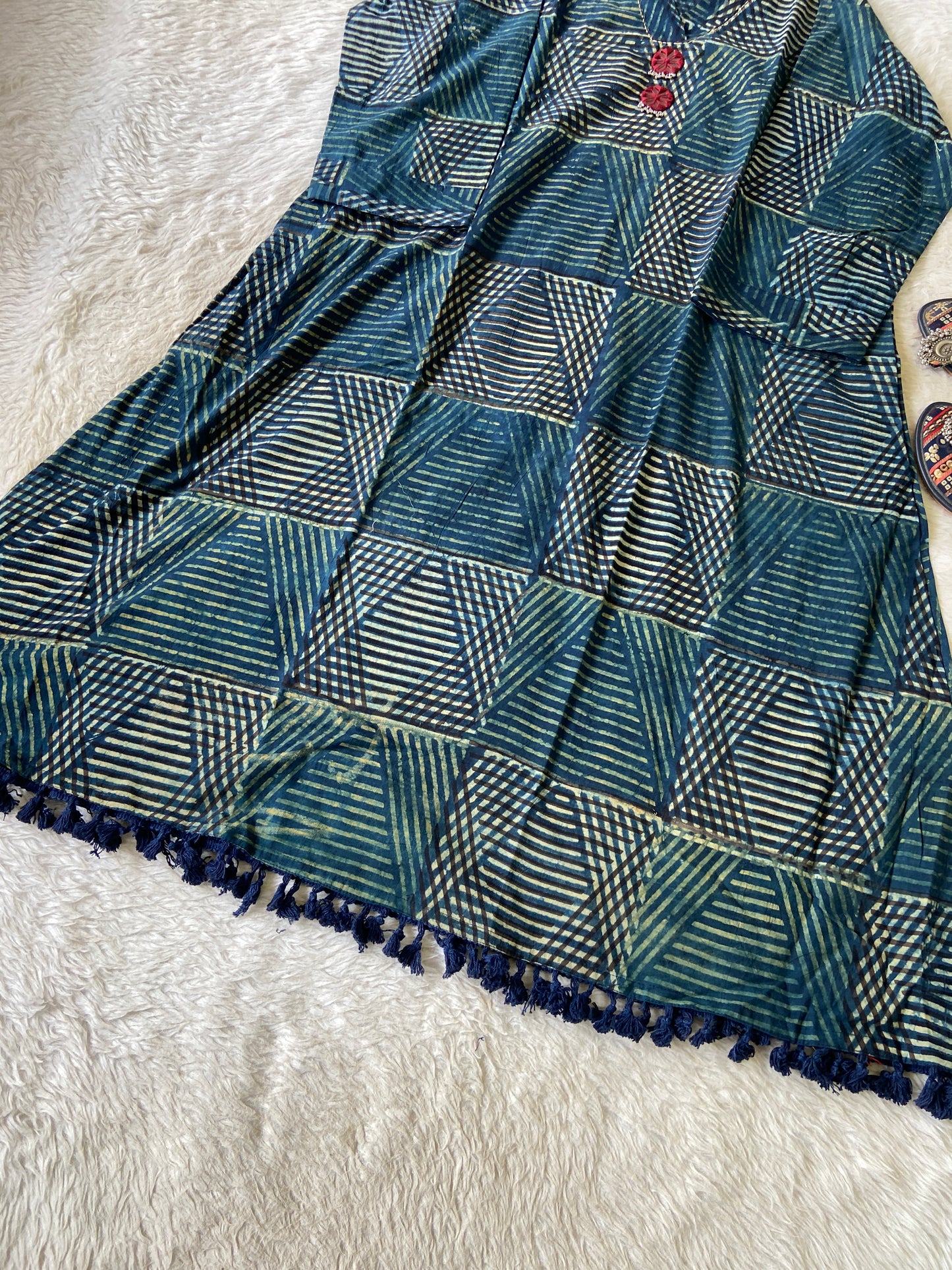 Cotton Midi, Cotton Aline Kurti With Mirror Work (Gamthi Kurti). Cotton Kurti For Women online India. Shop the Latest Festive Summer Collection at Shivani Designer Kurti.