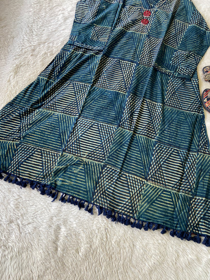 Cotton Midi, Cotton Aline Kurti With Mirror Work (Gamthi Kurti). Cotton Kurti For Women online India. Shop the Latest Festive Summer Collection at Shivani Designer Kurti.