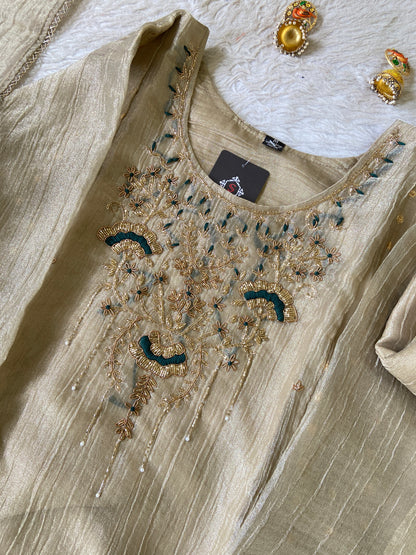 Premium Designer Crush Glass Tissue Elegant Minimal Handwork Aline Suit. Silk Suit Sets For Women Online India. Shop the Latest Festive Summer Collection at Shivani Designer Kurti.