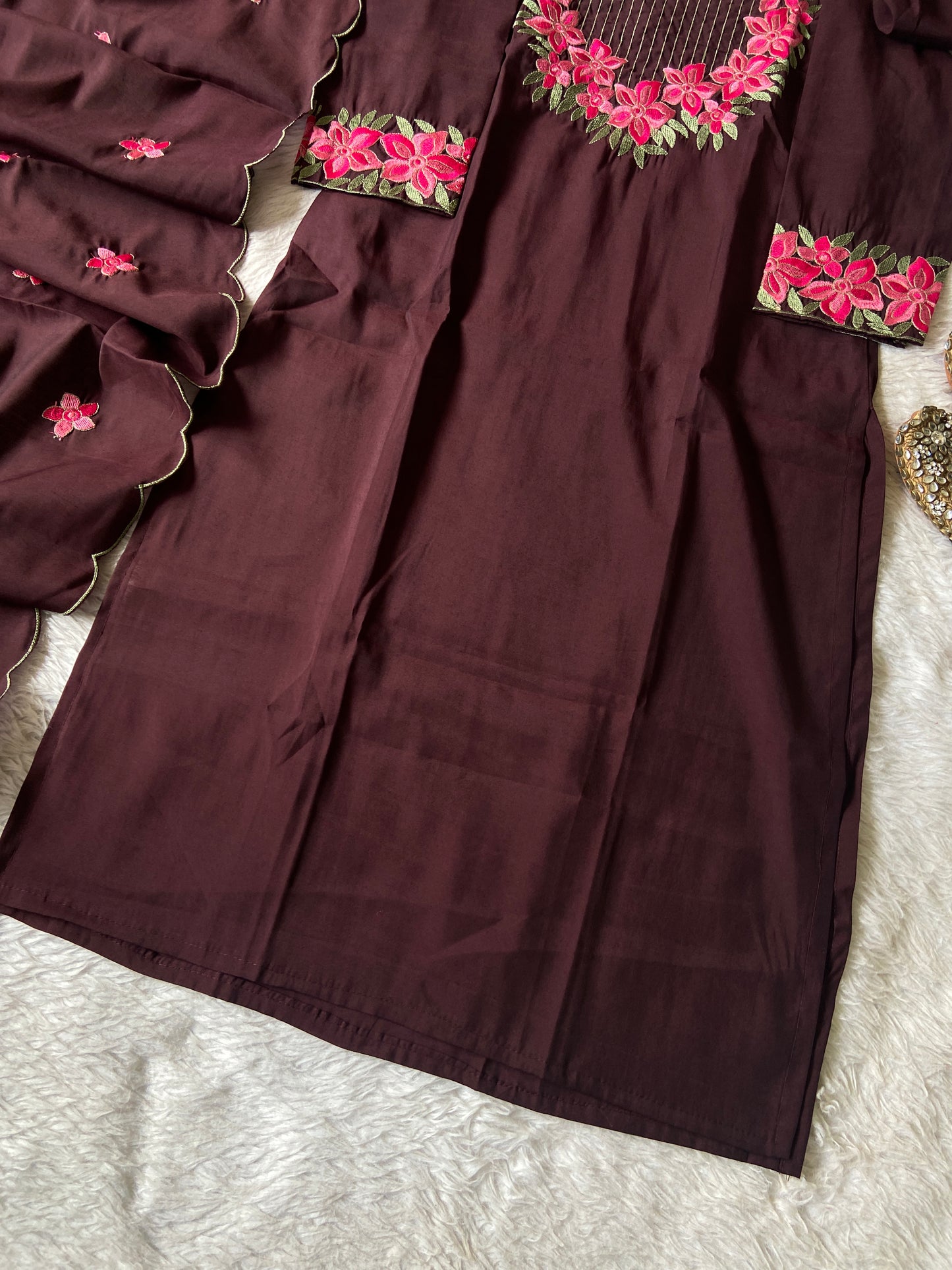 Roman Silk Straight Kurti With Pant And Dupatta.(Half Lining). Silk Suit Sets For Women Online India. Shop the Latest Festive Summer Collection at Shivani Designer Kurti.