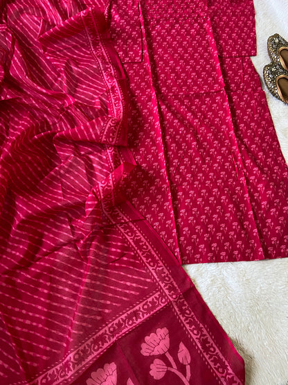 Jaipuri Cotton Straight Kurti, Pant And Dupatta. Cotton Kurti Suits For Women Online India. Shop the Latest Festive Summer Collection at Shivani Designer Kurti.