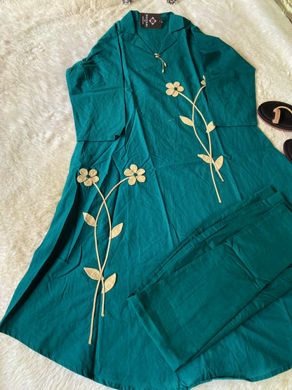 Beautiful Cotton Aline Kurti And Pant. Cotton Aline Kurti Sets For Women Online India. Shop the Latest Festive Summer Collection at Shivani Designer Kurti.