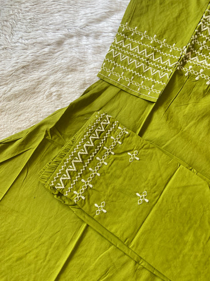 Embroidery Work Cotton Aline Kurti With Palazzo. Cotton Kurti Sets For Women Online India. Shop the Latest Festive Summer Collection at Shivani Designer Kurti.