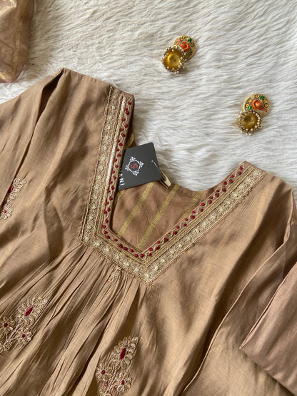 Designer Aline Kurti Palazzo And Dupatta. Silk Suit Sets For Women Online India. Shop the Latest Festive Summer Collection at Shivani Designer Kurti.