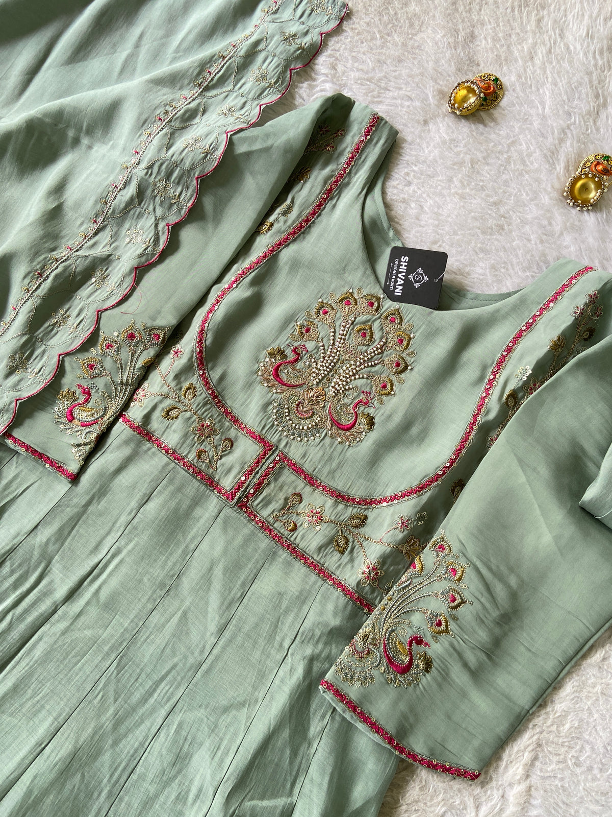 Silk Anarkali Kurti With Pant And Dupatta. Silk Suit Sets For Women Online India. Shop the Latest Festive Summer Collection at Shivani Designer Kurti.