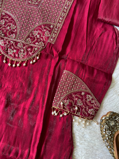 Heavy Embroidery Work Straight Kurti, Semi Palazzo And Dupatta. Silk Suit Sets For Women Online India. Shop the Latest Festive Summer Collection at Shivani Designer Kurti.