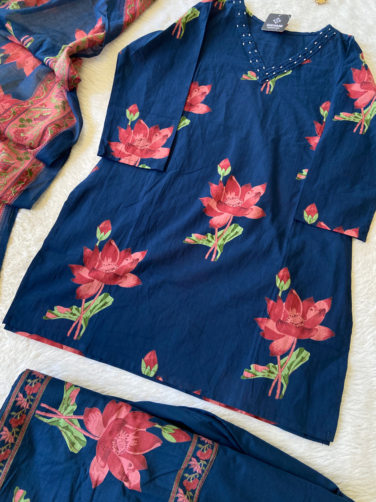 Gopi Dress. Printed Cotton Short Kurti With Skirt And Dupatta. Cotton Suit Sets For Women Online India. Shop the Latest Festive Summer Collection at Shivani Designer Kurti.