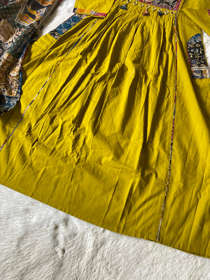 Cotton PatchWork Aline Kurti With Palazzo And Dupatta (Gamthi Pair). Cotton Suit Sets For Women Online India. Shop the Latest Festive Summer Collection at Shivani Designer Kurti.