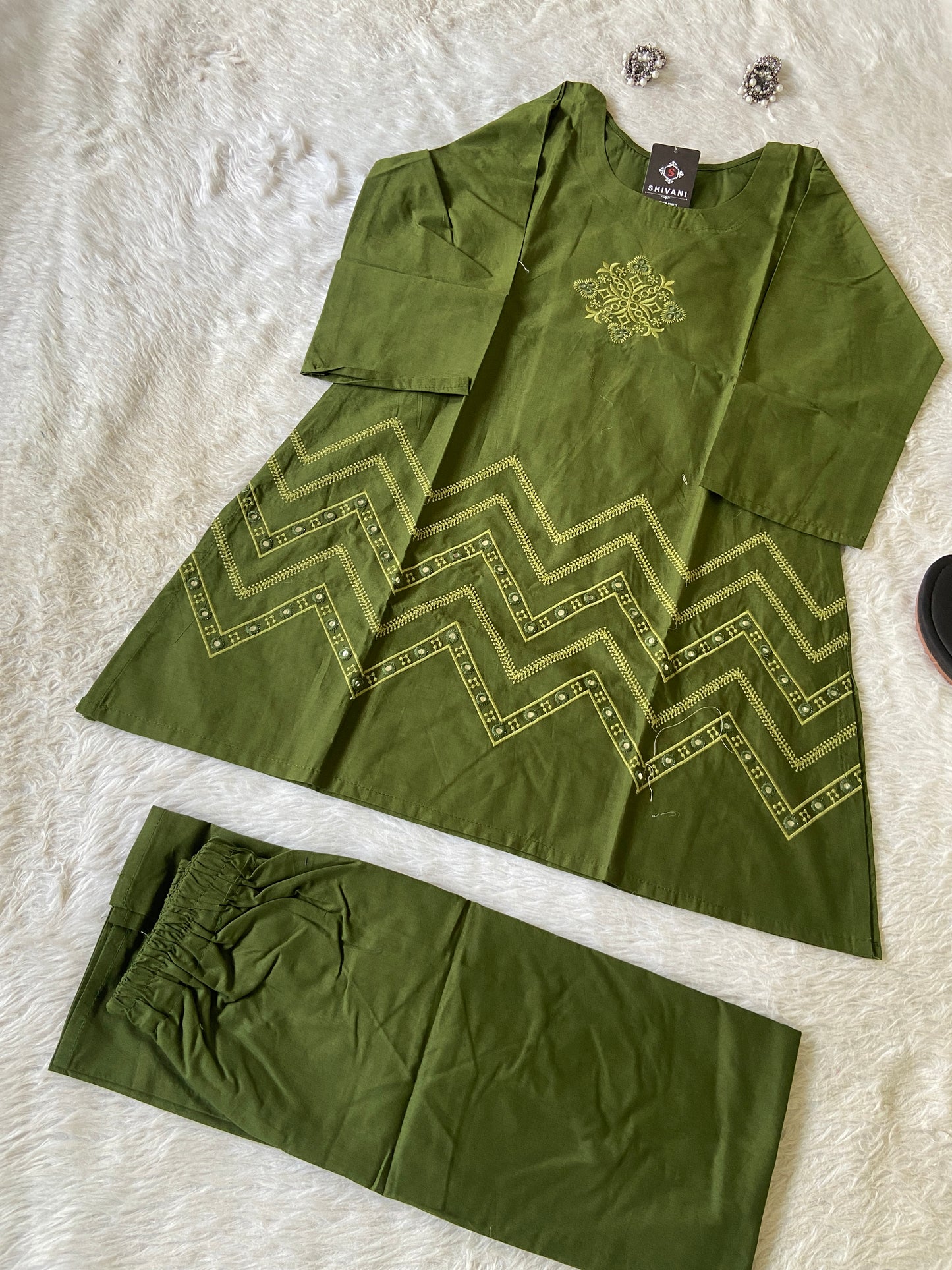 Beautiful Embroidery Work Cotton Co-ord Set With Palazzo. Cotton Co-ord Sets For Women Online India. Shop the Latest Festive Summer Collection at Shivani Designer Kurti.