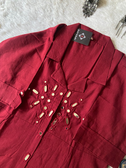 Mirror Work Cotton Midi, Cotton Aline Kurti With Mirror Work. Cotton Kurti For Women online India. Shop the Latest Festive Summer Collection at Shivani Designer Kurti.