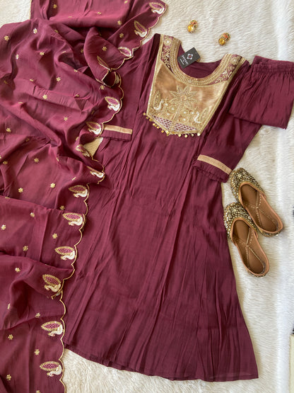 Premium Look Aline Kurti With Semi Palazzo And Dupatta. Silk Suit Sets For Women Online India. Shop the Latest Festive Summer Collection at Shivani Designer Kurti.
