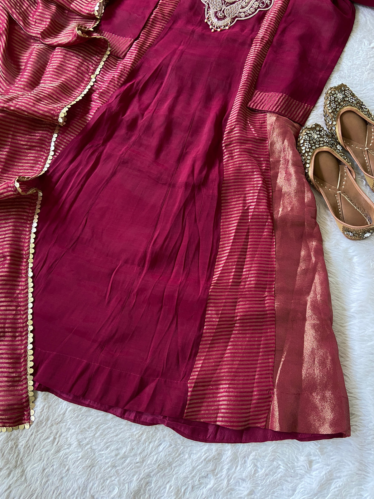 Embroidery Work Aline Kurti, Palazzo And Dupatta. Silk Suit Sets For Women Online India. Shop the Latest Festive Summer Collection at Shivani Designer Kurti.