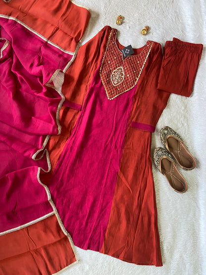 Premium Collection. Mul Chanderi Aline Kurti With Palazzo And Dupatta. Silk Suit Sets For Women Online India. Shop the Latest Festive Summer Collection at Shivani Designer Kurti.