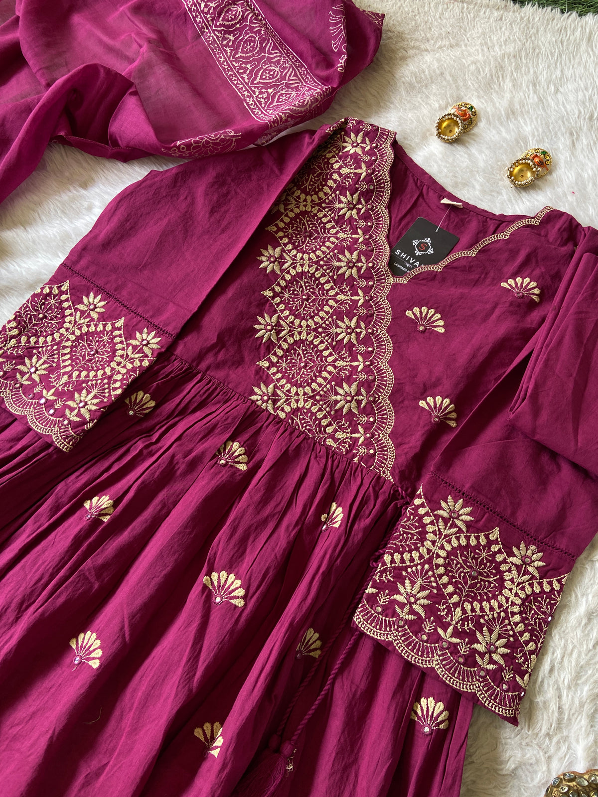 Cotton Anarkali Kurti, Pant And Dupatta. Cotton Suits Sets For Women Online India. Shop the Latest Festive Summer Collection at Shivani Designer Kurti.