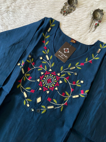 Handwork Straight Silk Kurti. Silk Kurtis For Women Online India. Shop the Latest Festive Summer Collection at Shivani Designer Kurti.