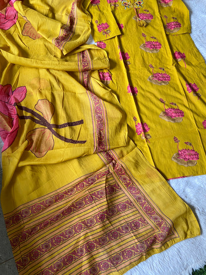 Cotton Straight Cut Kurti With Palazzo And Dupatta. Cotton Suit Sets For Women Online India. Shop the Latest Festive Summer Collection at Shivani Designer Kurti.