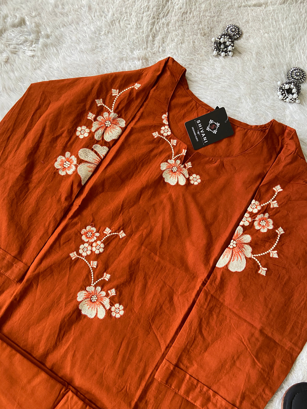 Embroidery Work Cotton Aline Kurti And Palazzo. Cotton Aline Kurti Sets For Women Online India. Shop the Latest Festive Summer Collection at Shivani Designer Kurti.
