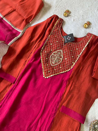 Premium Collection. Mul Chanderi Aline Kurti With Palazzo And Dupatta. Silk Suit Sets For Women Online India. Shop the Latest Festive Summer Collection at Shivani Designer Kurti.