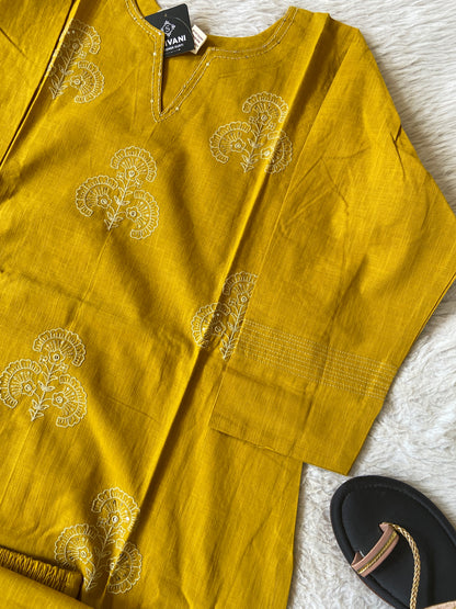 Embroidery Work Cotton Straight Kurti With Palazzo. Cotton Kurti Sets For Women Online India. Shop the Latest Festive Summer Collection at Shivani Designer Kurti.