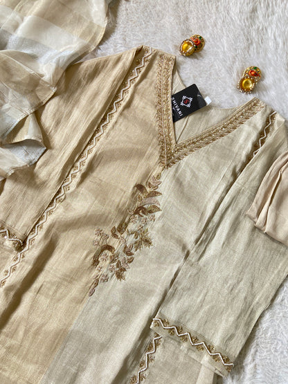 Premium Hand Work Neck Silk Aline Kurti With Pant And Dupatta. Silk Suit Sets For Women Online India. Shop the Latest Festive Summer Collection at Shivani Designer Kurti.