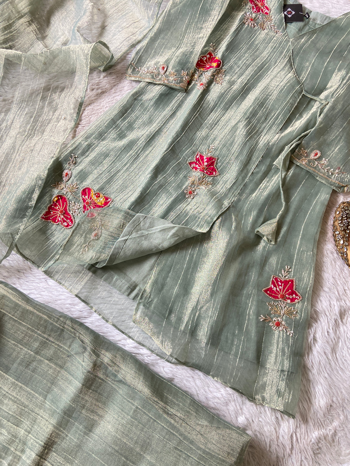 Premium Short Kurti Suit. Crush Glass Tissue Short Kurti With Palazzo And Dupatta. Silk Suit Sets For Women Online India. Shop the Latest Festive Summer Collection at Shivani Designer Kurti.