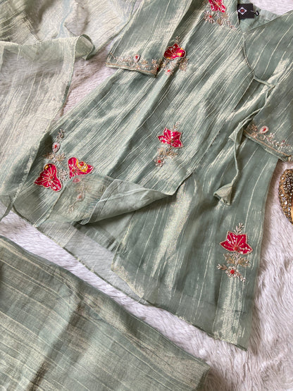 Premium Short Kurti Suit. Crush Glass Tissue Short Kurti With Palazzo And Dupatta. Silk Suit Sets For Women Online India. Shop the Latest Festive Summer Collection at Shivani Designer Kurti.