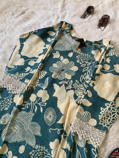 Silk Printed Kurti. Silk StraightCut Kurti For Women