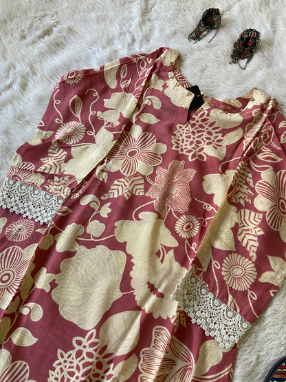 Silk Printed Kurti. Silk StraightCut Kurti For Women