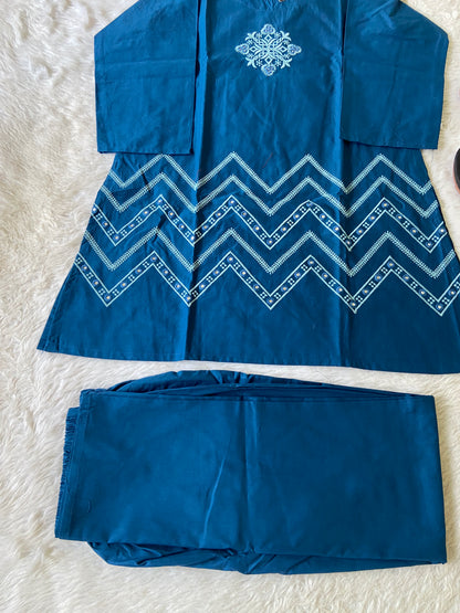 Beautiful Embroidery Work Cotton Co-ord Set With Palazzo. Cotton Co-ord Sets For Women Online India. Shop the Latest Festive Summer Collection at Shivani Designer Kurti.