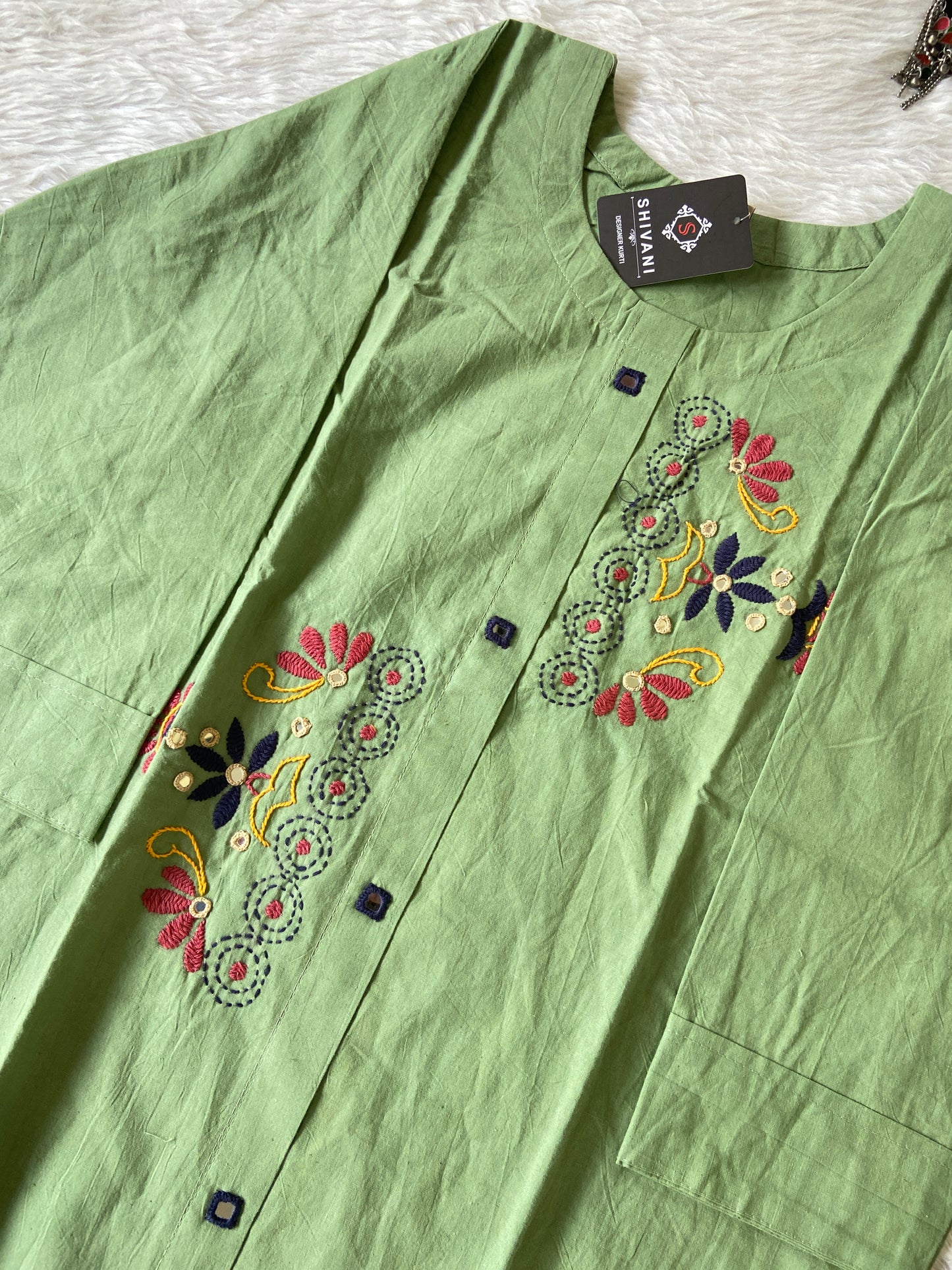 Handwork Aline Cotton Kurti. Cotton Kurtis For Women Online India. Shop the Latest Festive Summer Collection at Shivani Designer Kurti.