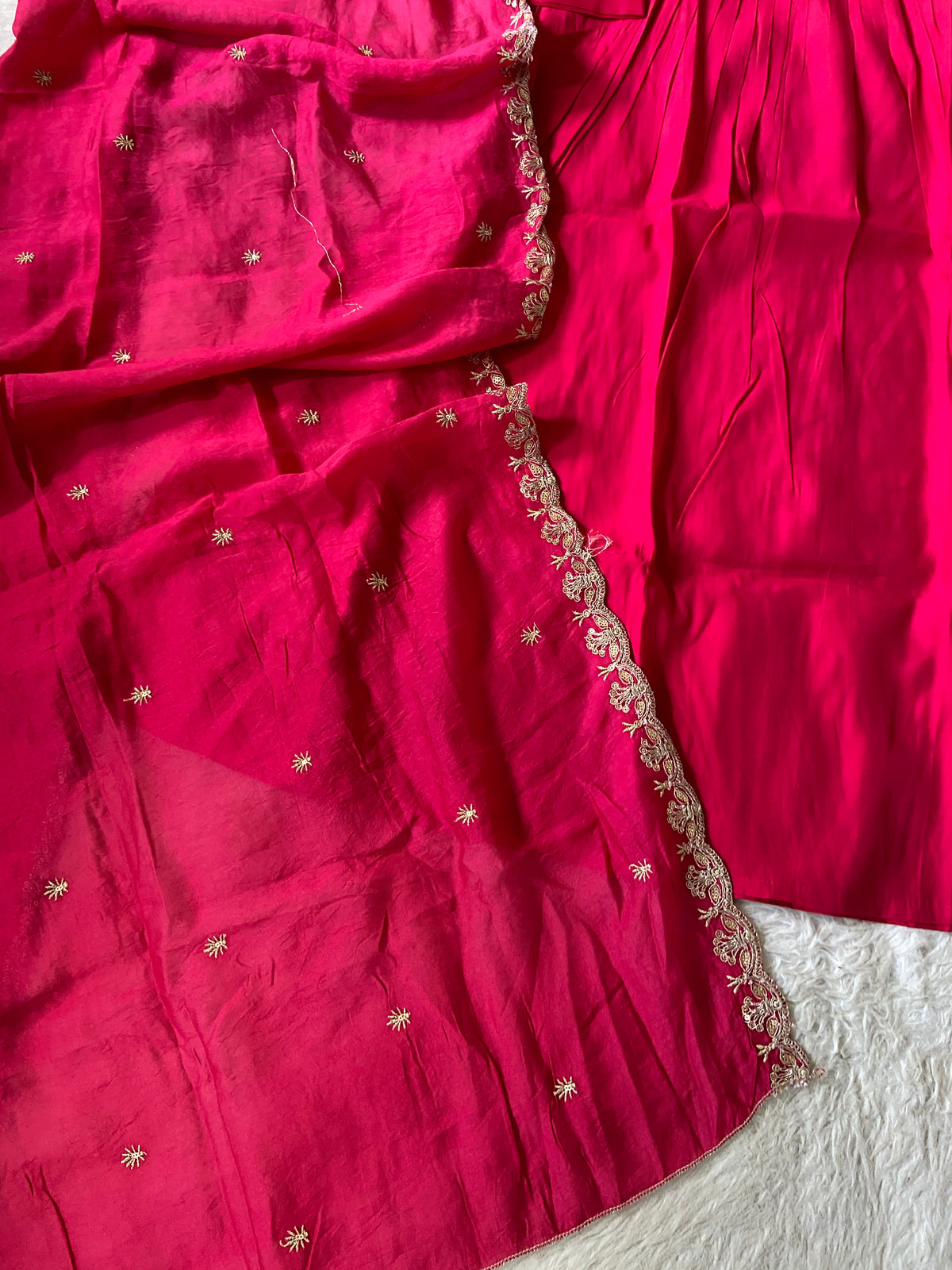 Handwork Aline Kurti With Palazzo And Dupatta. Silk Suit Sets For Women Online India. Shop the Latest Festive Summer Collection at Shivani Designer Kurti.
