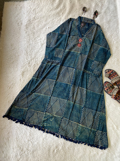 Cotton Midi, Cotton Aline Kurti With Mirror Work (Gamthi Kurti). Cotton Kurti For Women online India. Shop the Latest Festive Summer Collection at Shivani Designer Kurti.