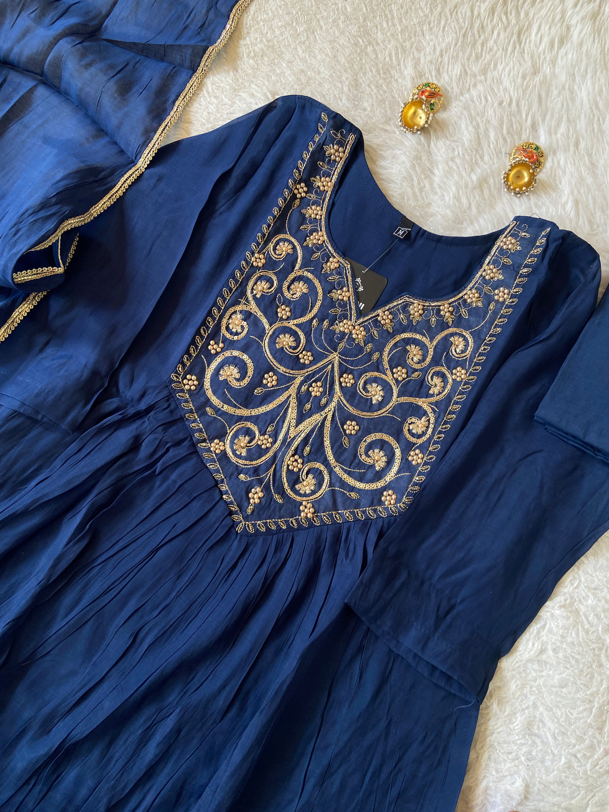 Embroidery Work Mul Chanderi ALine Kurti With Semi Palazzo And Dupatta. Silk Suit Sets For Women Online India. Shop the Latest Festive Summer Collection at Shivani Designer Kurti.