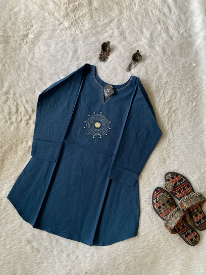 Cotton Short Kurti With Mirror Work. Short Kurti For Women Online India. Shop the Latest Festive Summer Collection at Shivani Designer Kurti.