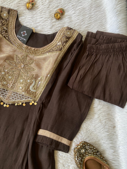 Premium Look Aline Kurti With Semi Palazzo And Dupatta. Silk Suit Sets For Women Online India. Shop the Latest Festive Summer Collection at Shivani Designer Kurti.