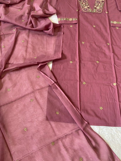 Embroidery Work Cotton Straight Cut Kurti With Pant And Dupatta. Cotton Suit Sets For Women Online India. Shop the Latest Festive Summer Collection at Shivani Designer Kurti.)