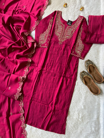 Silk Straight Kurti With Flair Palazzo And Dupatta. Silk Suit Sets For Women Online India. Shop the Latest Festive Summer Collection at Shivani Designer Kurti.