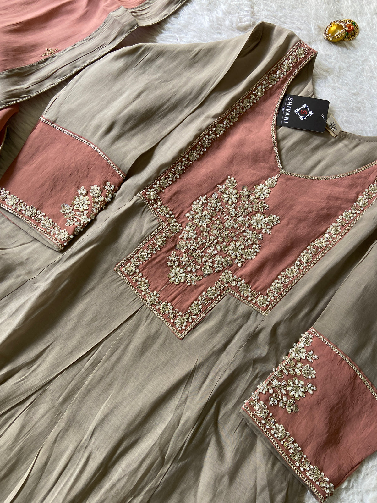 Premium Work, Silk Aline Kurti With Semi Palazzo And Dupatta. Silk Suit Sets For Women Online India. Shop the Latest Festive Summer Collection at Shivani Designer Kurti.