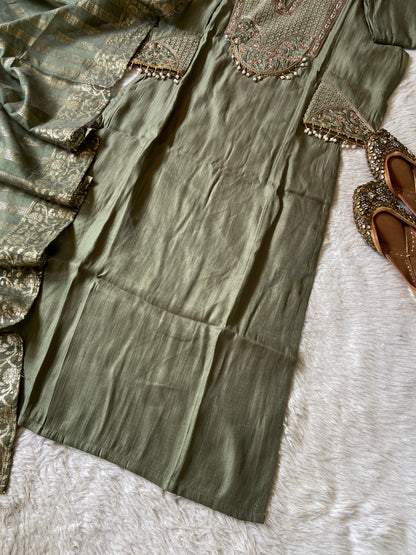 Heavy Embroidery Work Straight Kurti, Semi Palazzo And Dupatta. Silk Suit Sets For Women Online India. Shop the Latest Festive Summer Collection at Shivani Designer Kurti.