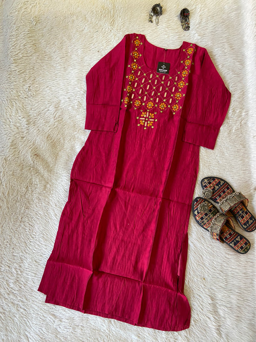 Handwork Straight Silk Kurti. Silk Kurtis For Women Online India. Shop the Latest Festive Summer Collection at Shivani Designer Kurti.