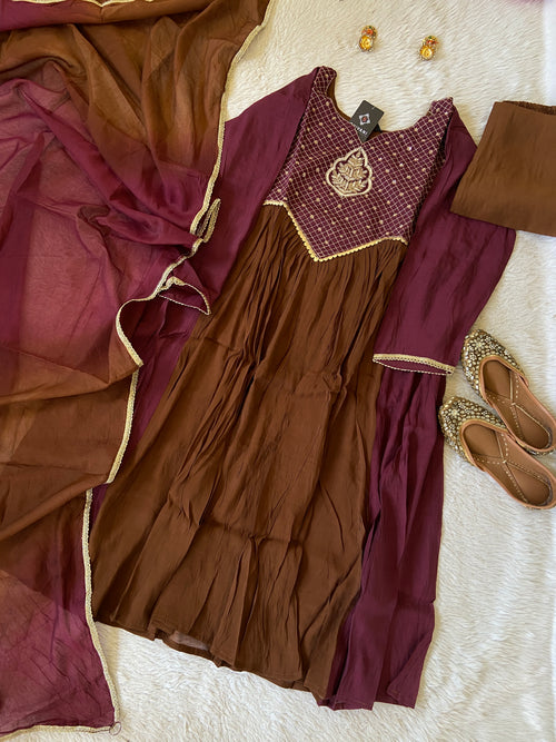 Designer Aline Kurti With Palazzo And Dupatta. Silk Suit Sets For Women Online India. Shop the Latest Festive Summer Collection at Shivani Designer Kurti.