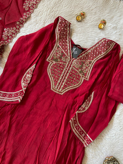 Embroidery Work Anarkali Kurti With Palazzo And Dupatta. Silk Suit Sets For Women Online India. Shop the Latest Festive Summer Collection at Shivani Designer Kurti.