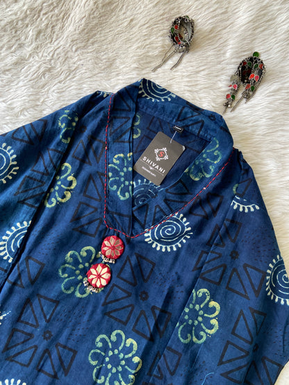 Cotton Midi, Cotton Aline Kurti With Mirror Work (Gamthi Kurti). Cotton Kurti For Women online India. Shop the Latest Festive Summer Collection at Shivani Designer Kurti.