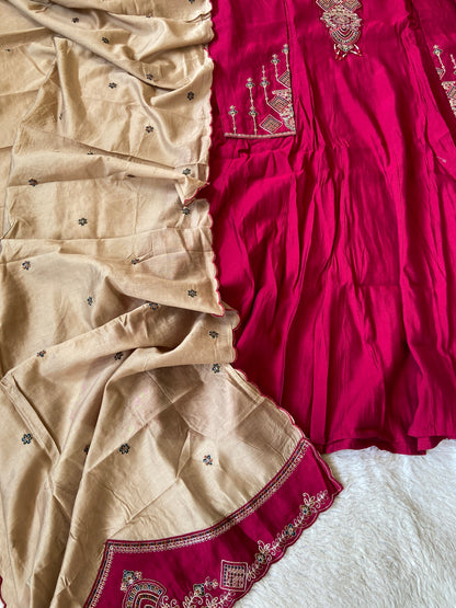 Embroidery Work With Full Sleeve Anarkali Kurti With Palazzo And Dupatta. Silk Suit Sets For Women Online India. Shop the Latest Festive Summer Collection at Shivani Designer Kurti.