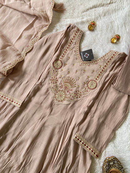 Embroidery Work Aline Kurti, Palazzo And Dupatta. Silk Suit Sets For Women Online India. Shop the Latest Festive Summer Collection at Shivani Designer Kurti.
